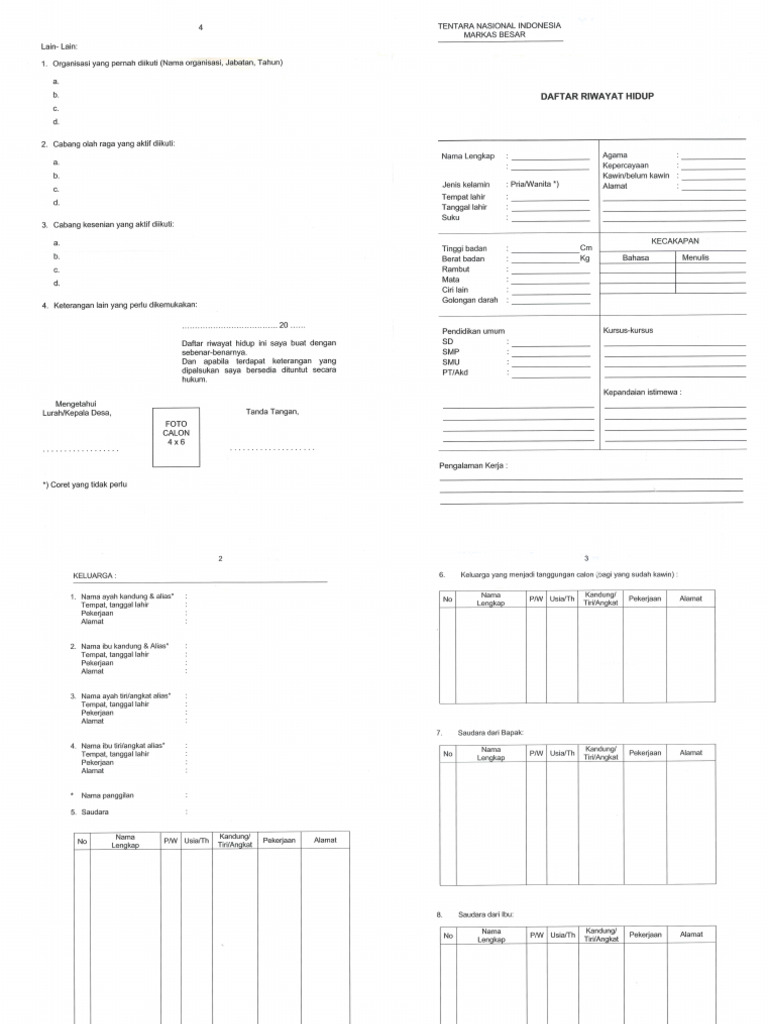 Form Al Depan Belakang | PDF