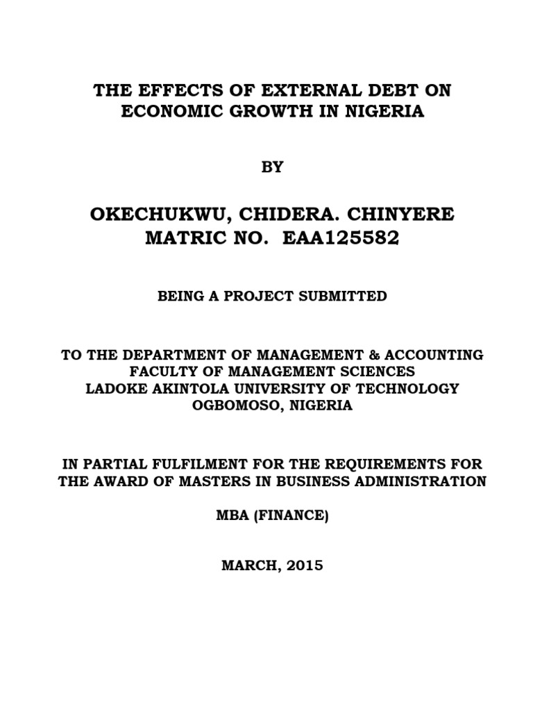 The Effects of External Debt On Economic Growth in Nigeria | PDF | Debt ...