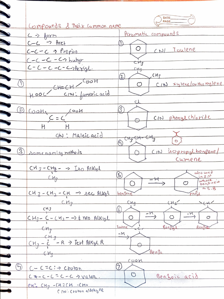 Common Names Iupac Nomenclature | PDF | Benzene
