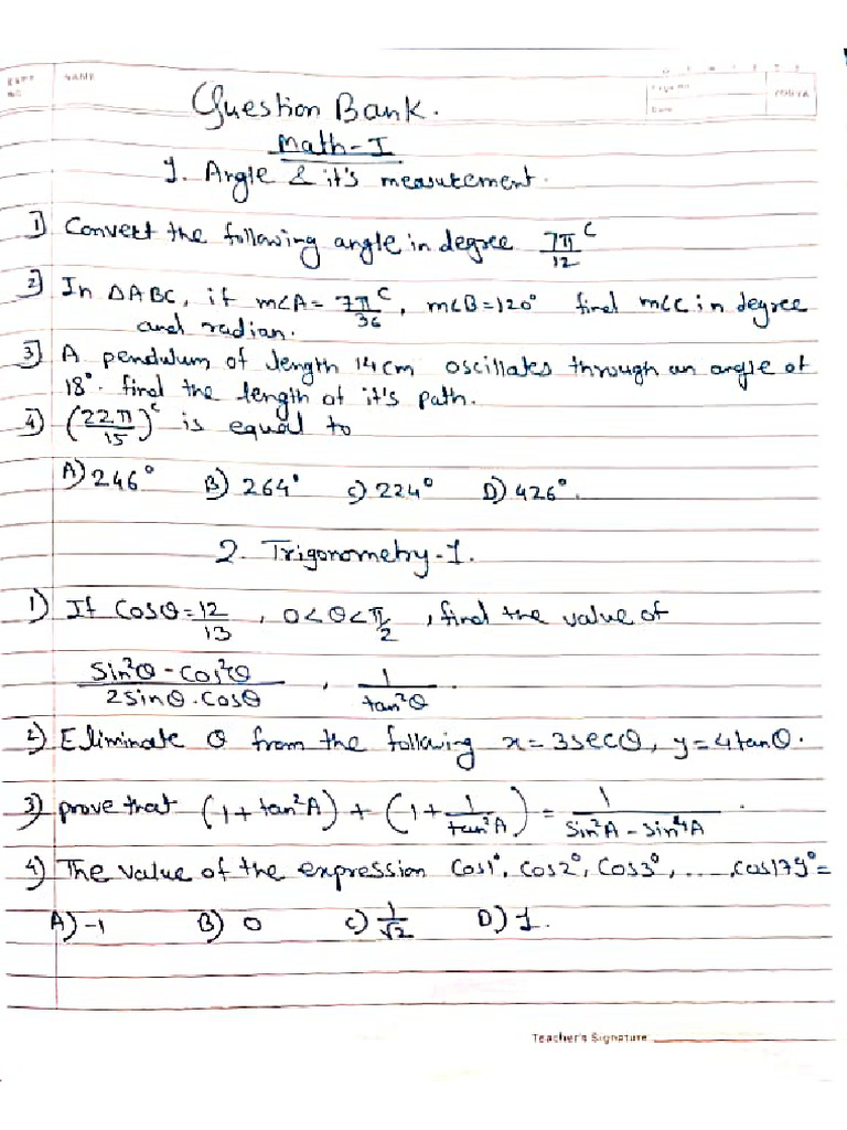 Maths Question Bank | PDF