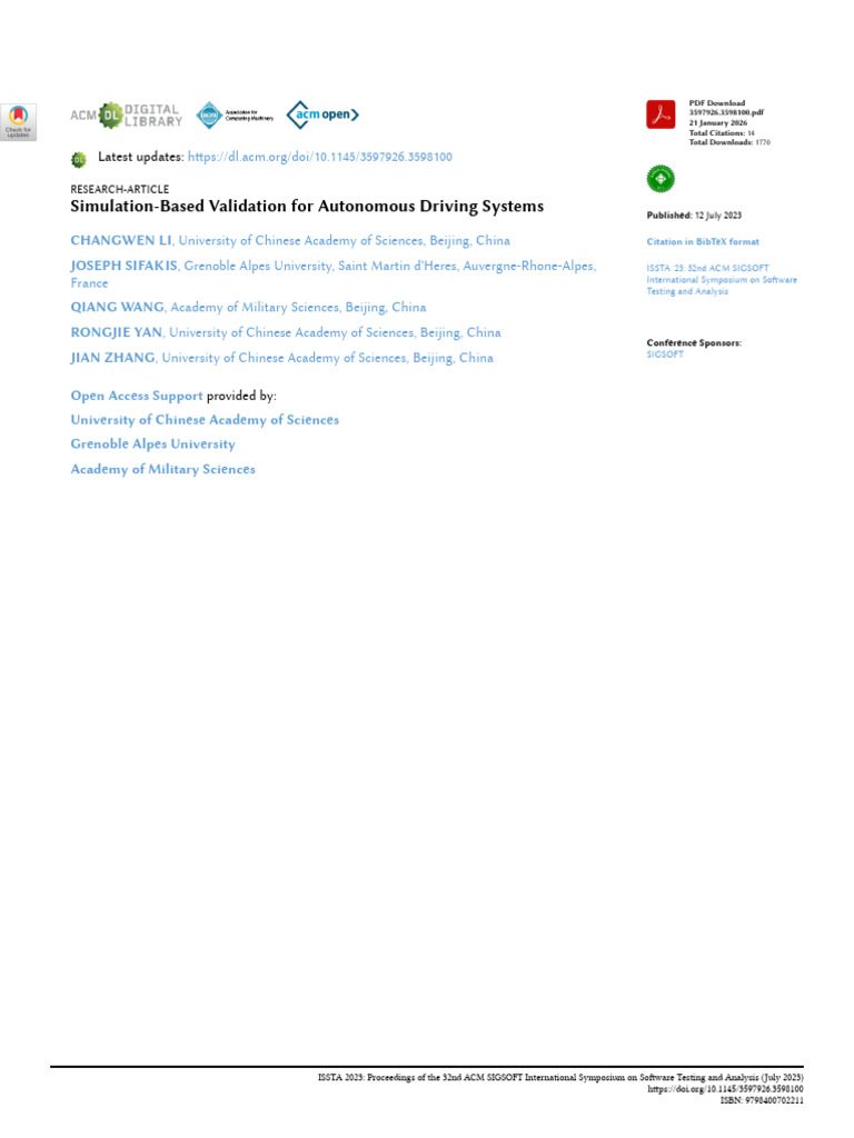 Simulation-Based Validation For Autonomous Driving Systems | PDF ...