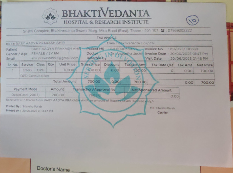Pre Opd Receipt | PDF