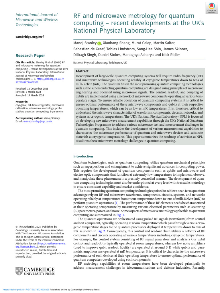 RF and Microwave Metrology For Quantum Computing | PDF | Amplifier ...