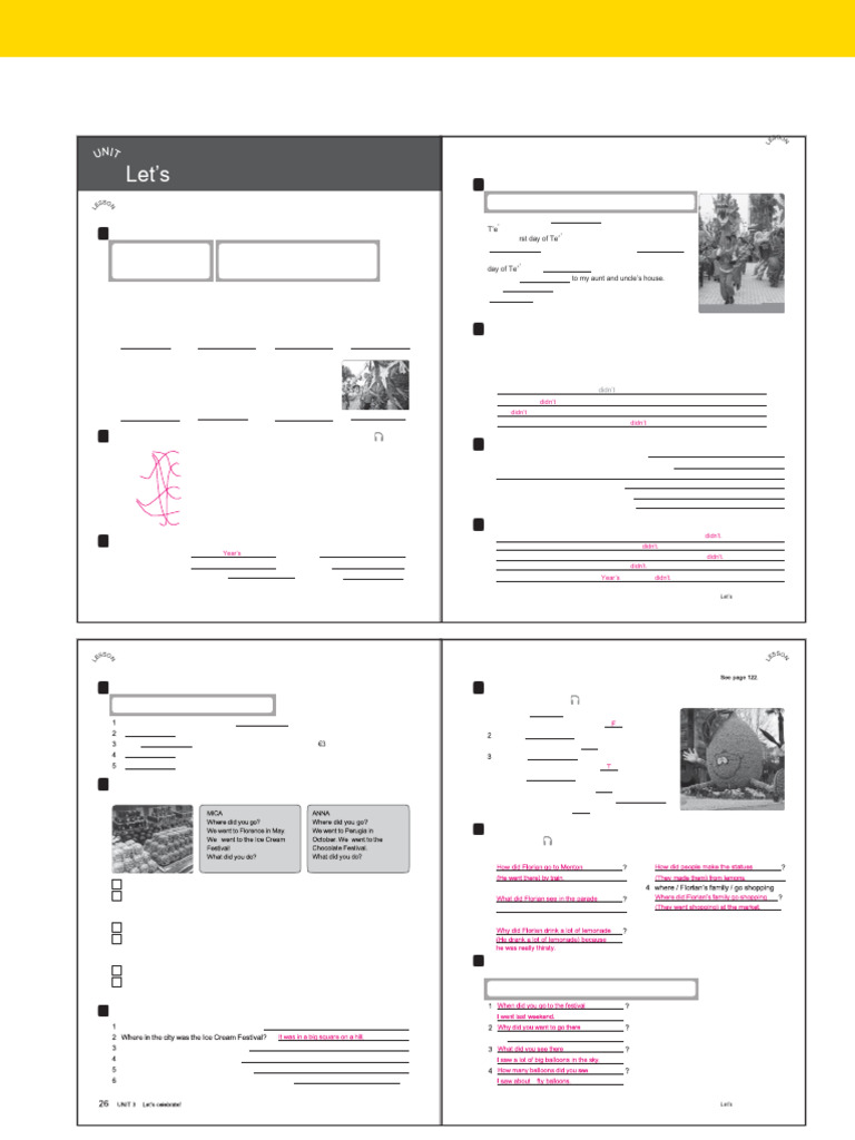 Look 4 Workbook Answer Key | PDF | Swimming (Sport) | Sports