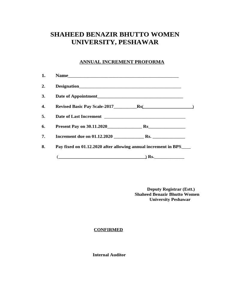 Annual Increment Performa | PDF