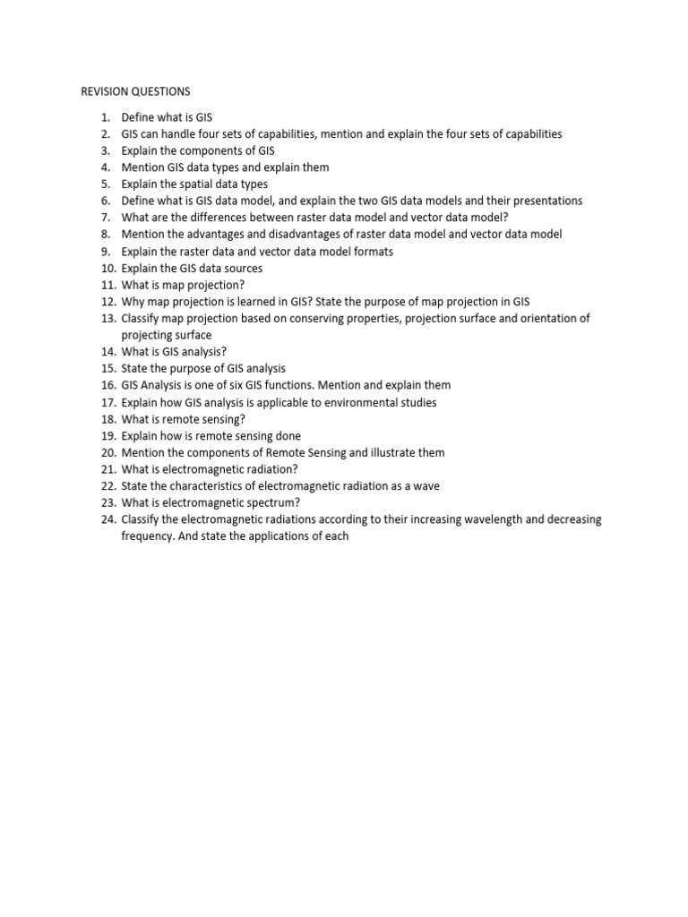Revision Questions Gis and Rs | PDF