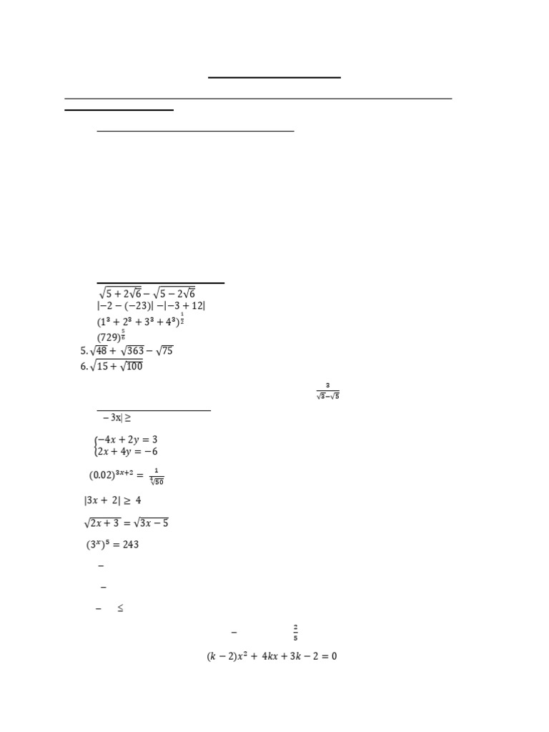 G-9 MATH Revision Question | PDF