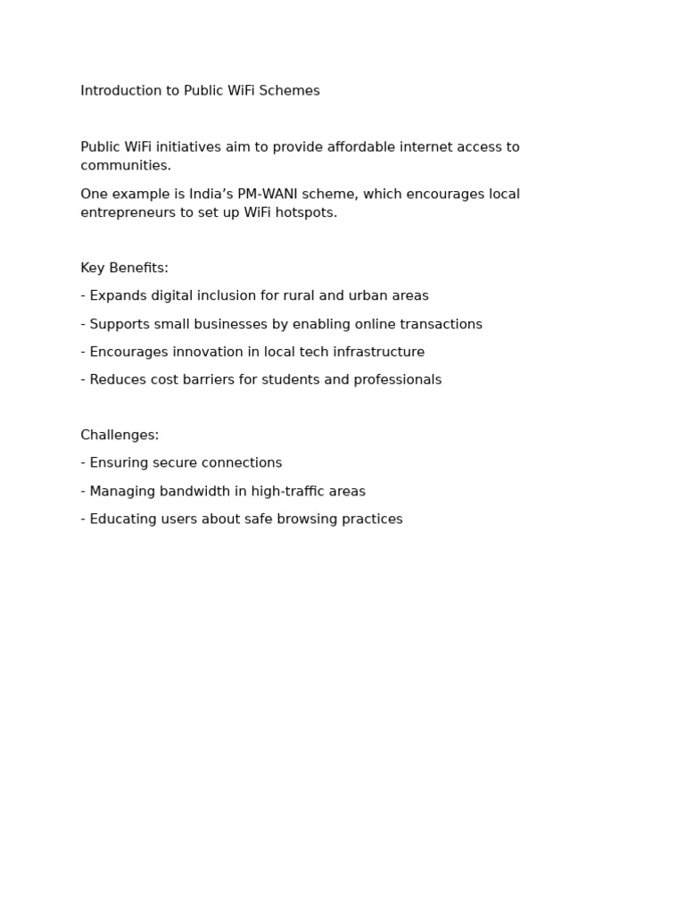 Introduction To Public WiFi Schemes | PDF