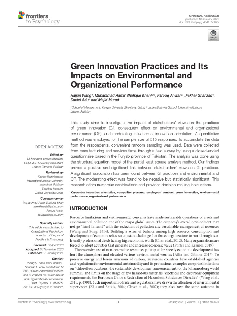 Green Innovation Practices and Its | PDF | Survey Methodology ...