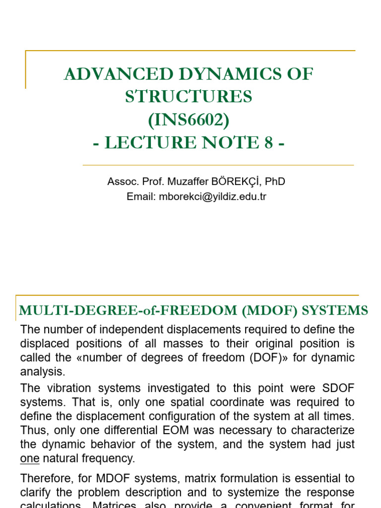 Advanced Dynamics of Structures 8 | PDF | Mechanics | Mechanical ...
