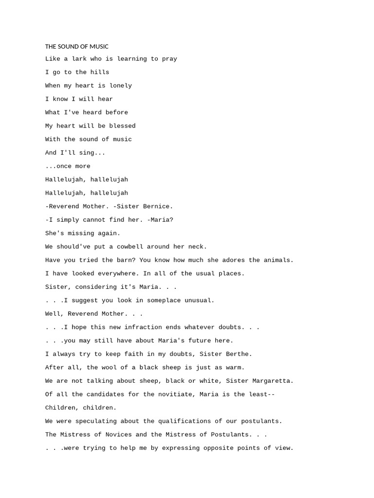 The Sound of Music Script | PDF | Berry | Sewing Needle