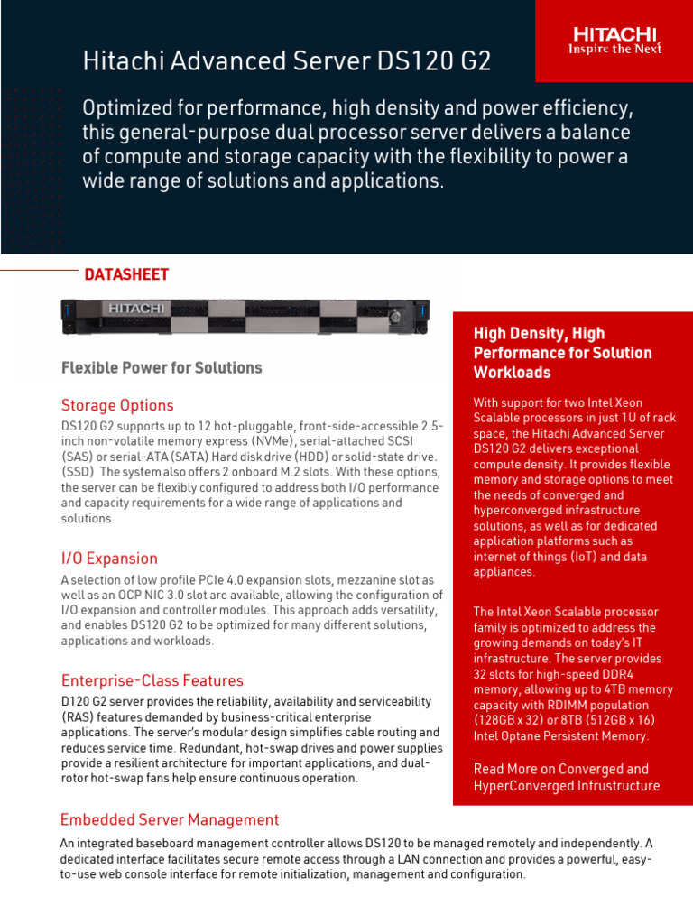 Hitachi Advanced Server Ds120 g2 Datasheet | PDF | Solid State Drive ...