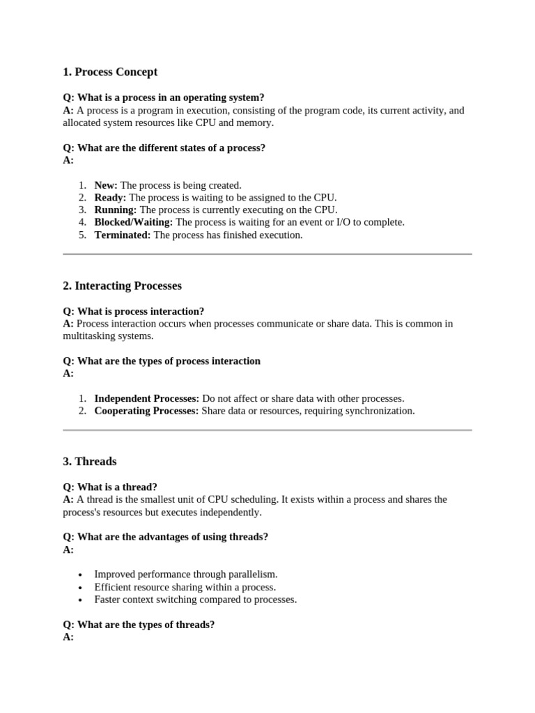 Imp Questions Os Unit1 Part 2 | PDF | Process (Computing) | Scheduling ...