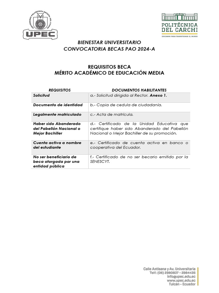 4 Requisitos Merito Academico | PDF
