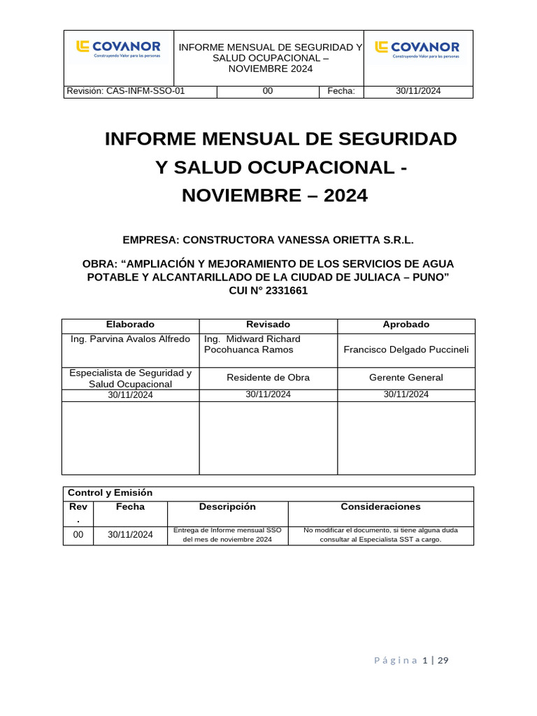 4. Informe Mensual Sso-02 | PDF | Seguridad y salud ocupacional | Lugar ...