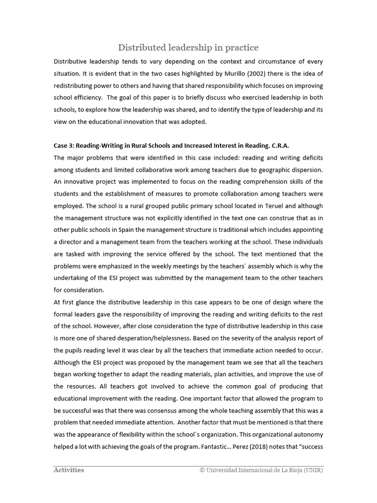 Activity 1-Distributed - Leadership - in - Practice | PDF | Leadership ...