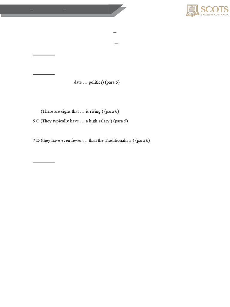 WS 01 Reading Matching Features KEY | PDF