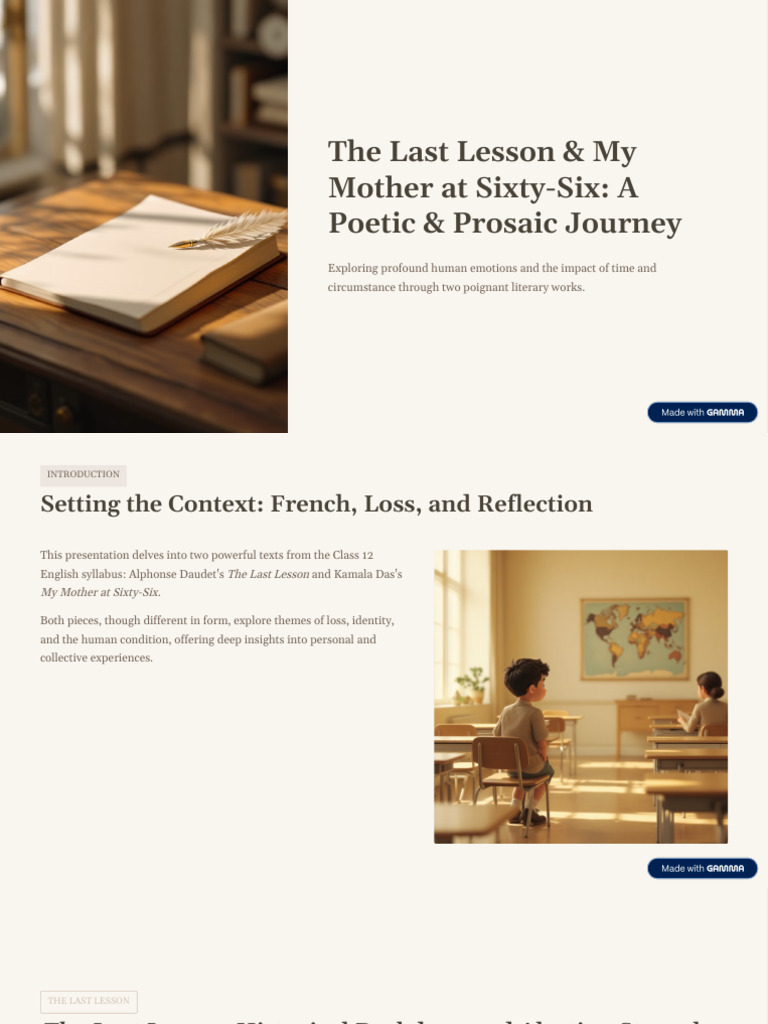 The Last Lesson and My Mother at Sixty Six A Poetic and Prosaic Journey ...