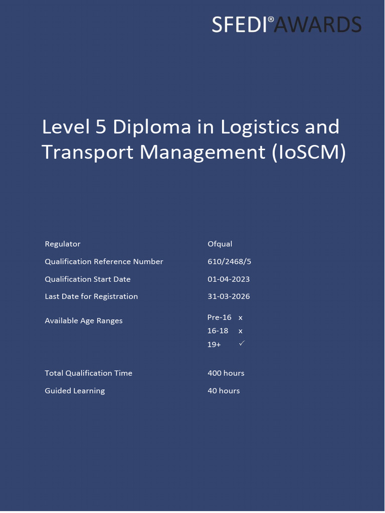 Level 5 Diploma in Logistics and Transport Management | PDF | Learning ...