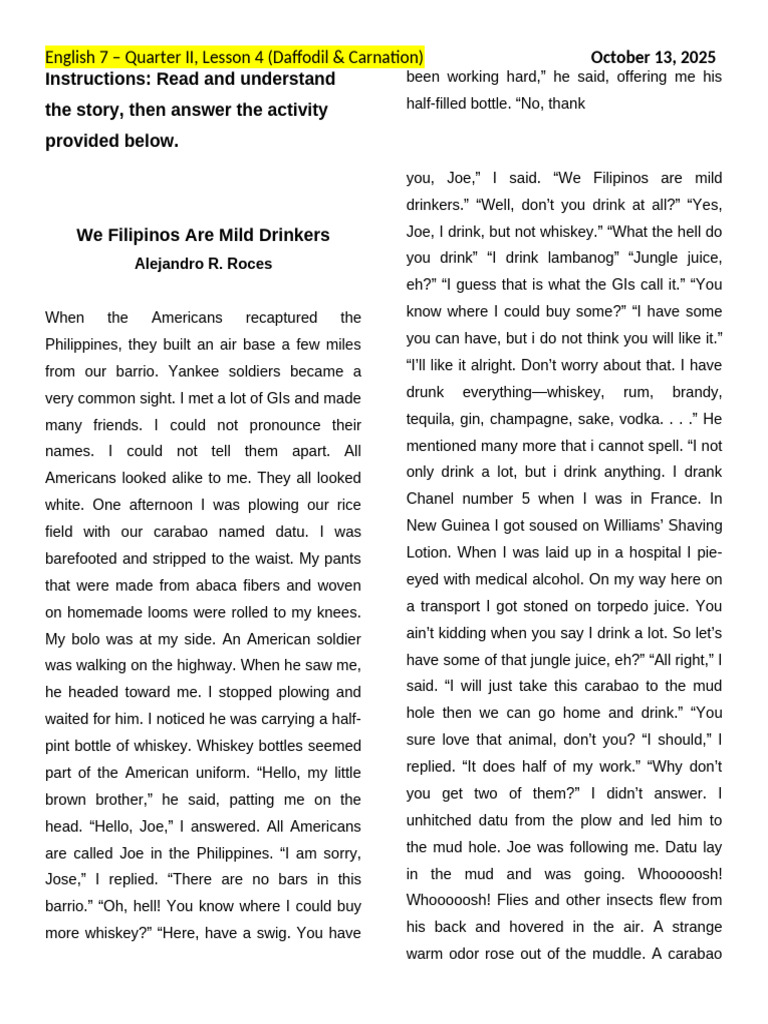 ENGLISH 7 - October 13 2025 | PDF | Trees