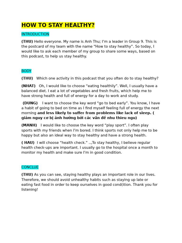 How To Stay Healthy | PDF