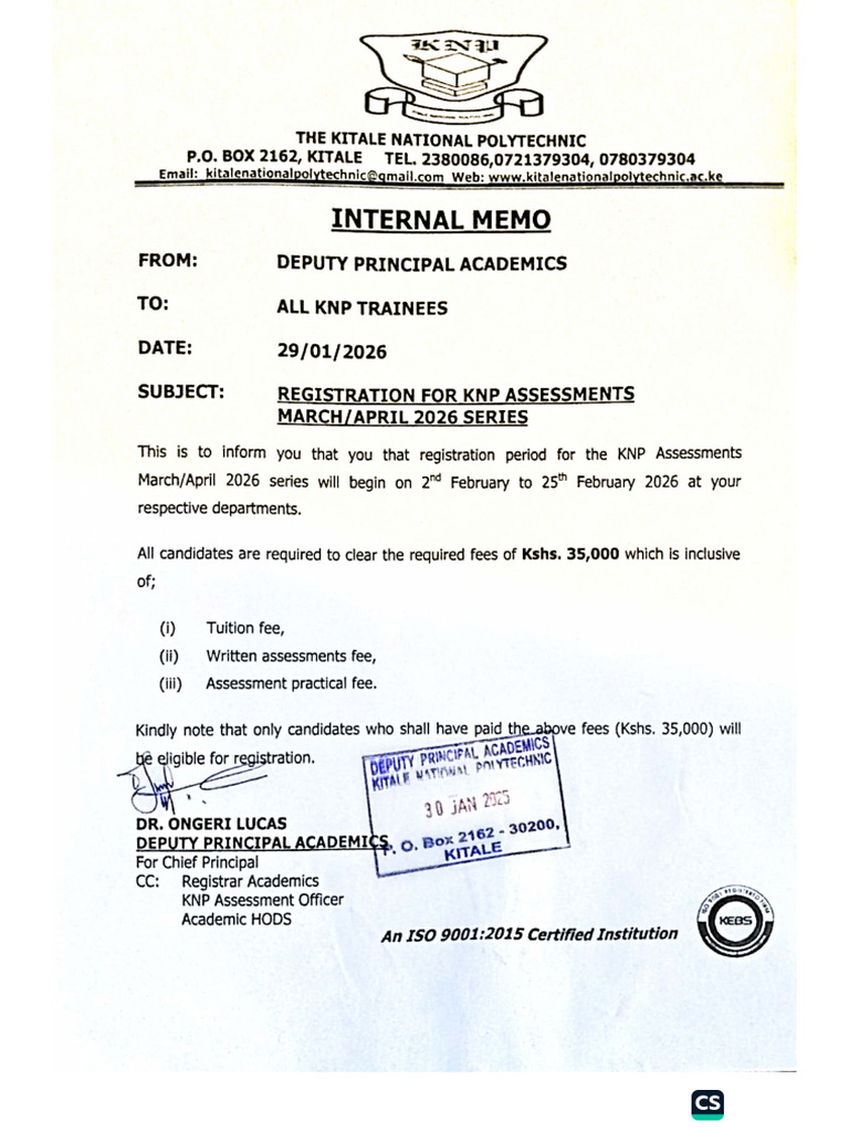 Registration For MarchApril 2026 KNP Assessments | PDF