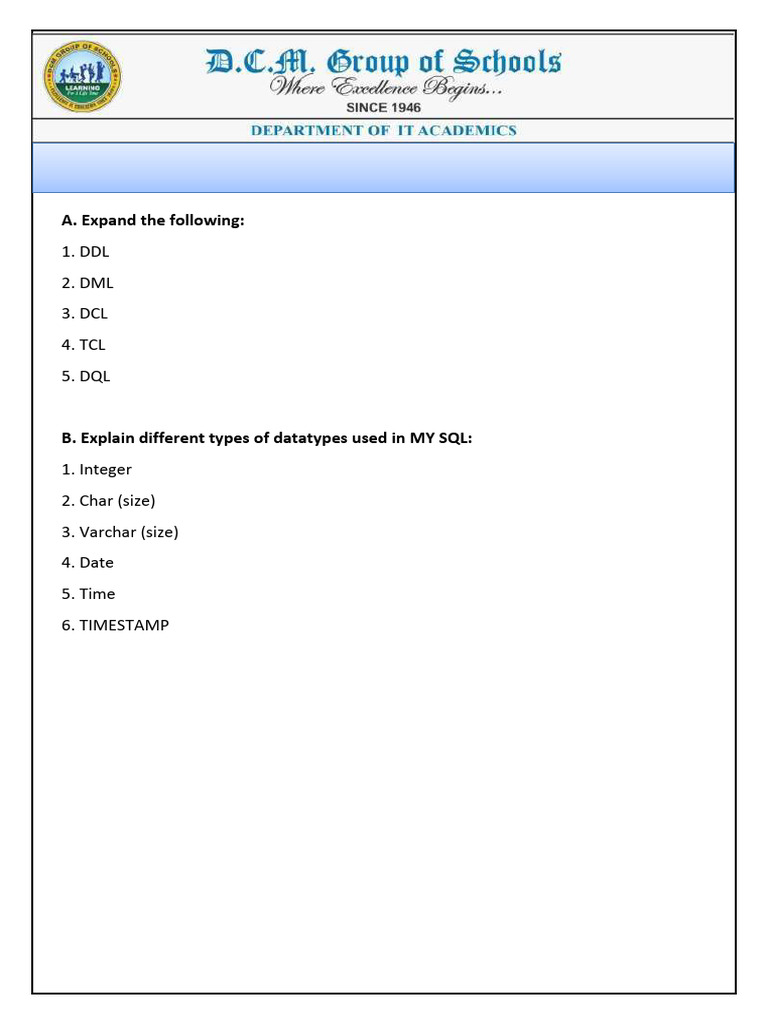 It & Ai Viii L-4 Objective Assignment Mysql | PDF