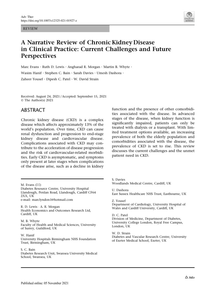 A Narrative Review of Chronic Kidney Dis | PDF | Chronic Kidney Disease ...