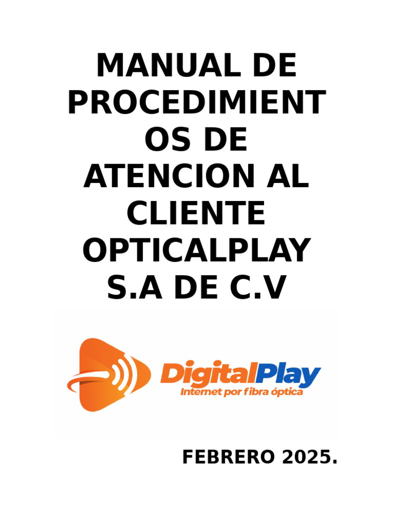 Manual de Procedimientos de Atencion Al Cliente | PDF | Servicio al ...