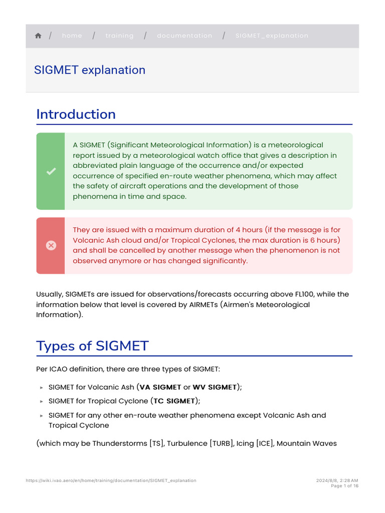 SIGMET Explanation - IVAO Documentation Library | PDF | Meteorology ...