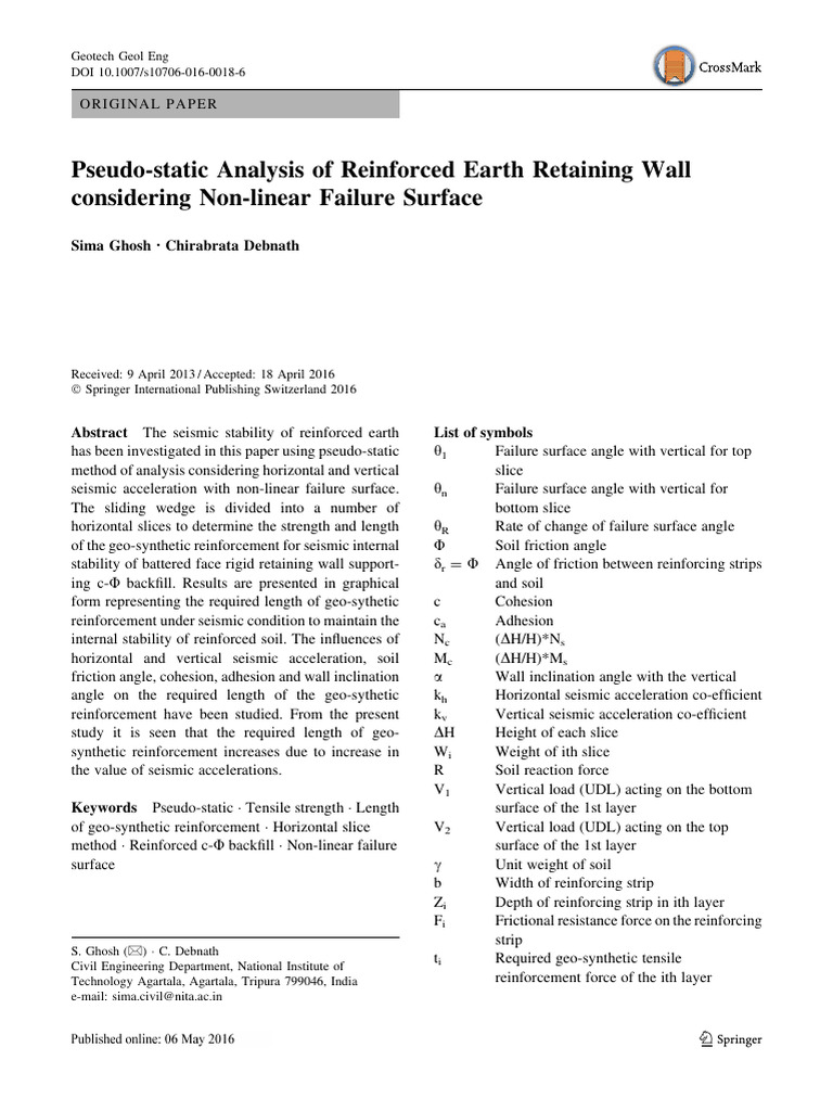 Pseudo-Static Analysis of Reinforced Earth Retaining Wall Considering ...