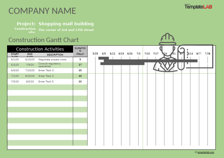 Construction Gantt Chart Template | PDF