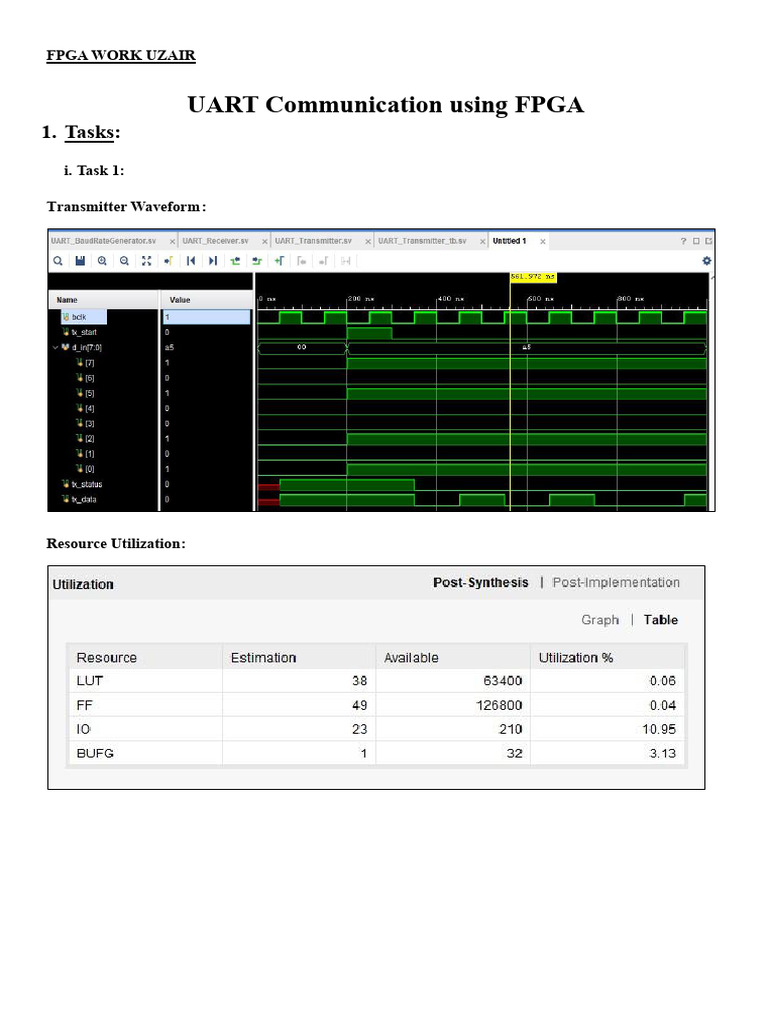 UART Communication Using FPGA - Uzair | PDF