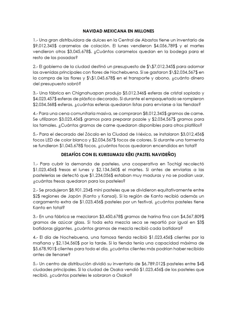 Problemas Navideños | PDF | Nochebuena | Alimentos