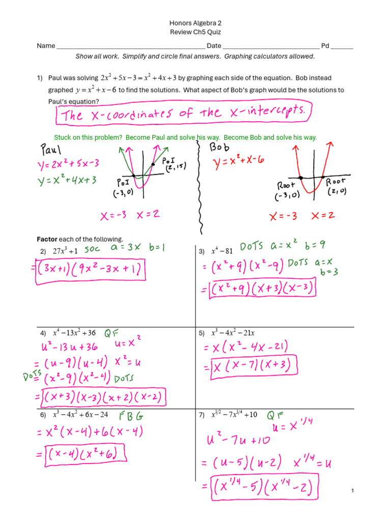 Algebra 2 Practice Problems | PDF | Algebra | Equations