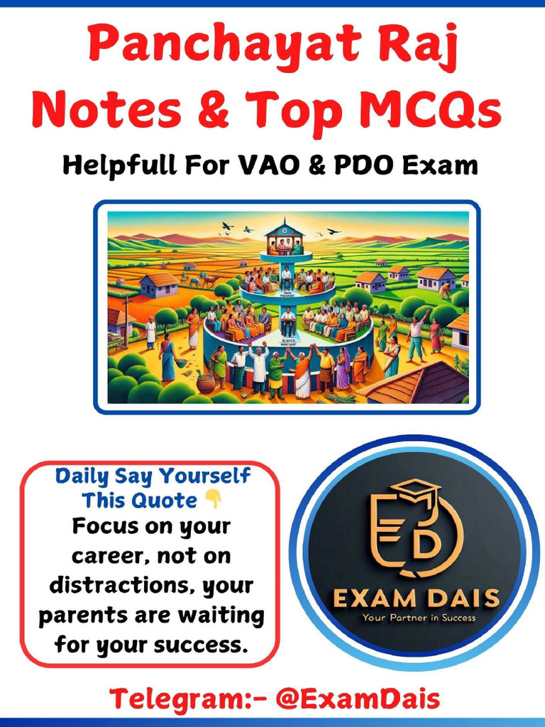 Panchayat Raj Notes For VAO & PDO | PDF | Government Of India | Government