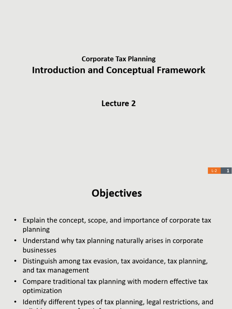 L-2 Introduction and Conceptual Framework | PDF | Taxes | Tax Avoidance