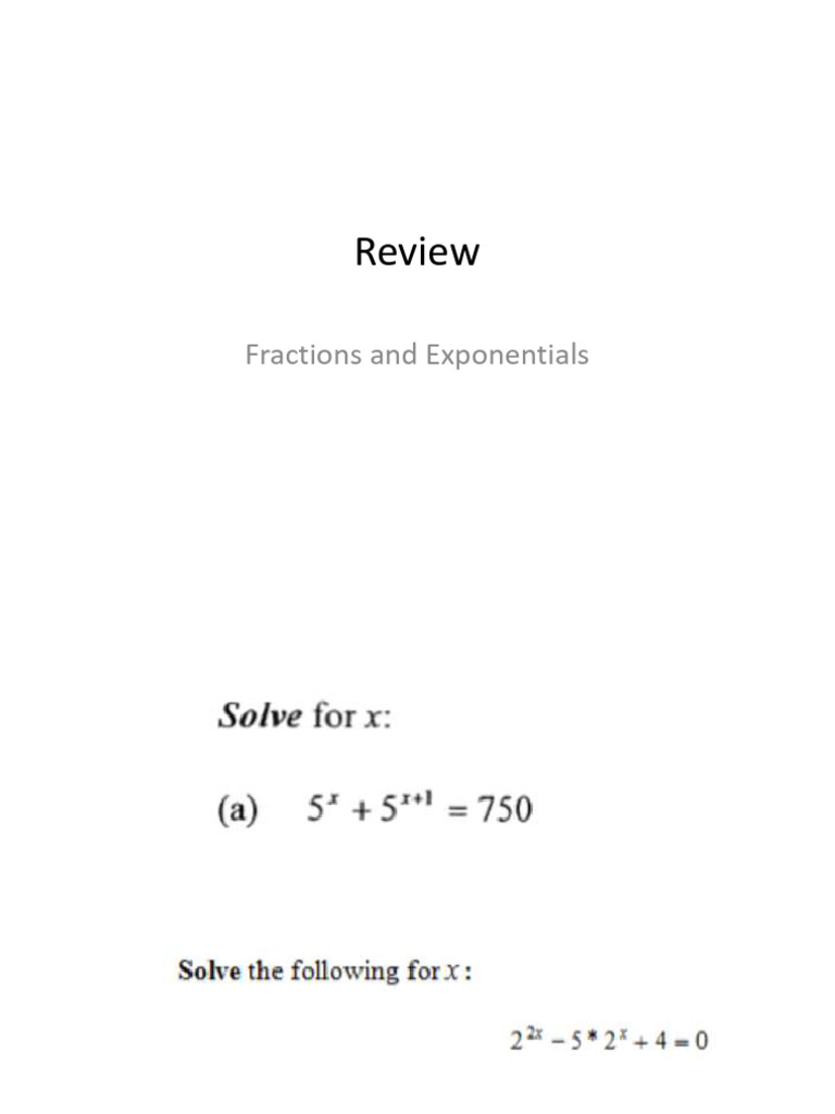 Review Fractions and Exponentials | PDF