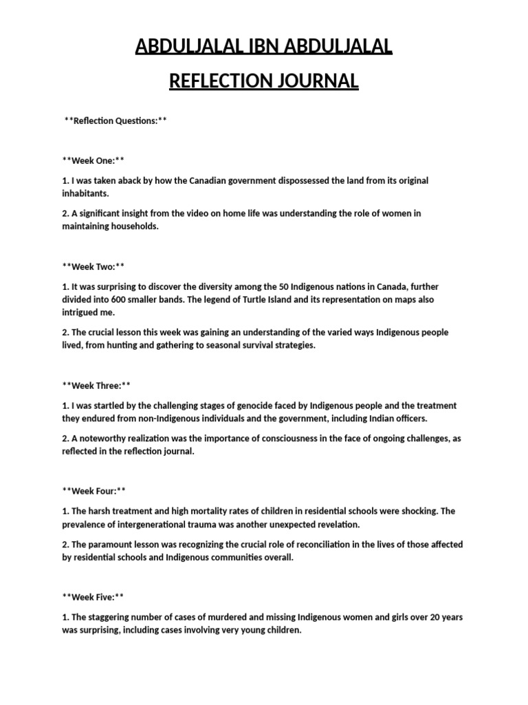 Reflection Journal | PDF | Indigenous Peoples