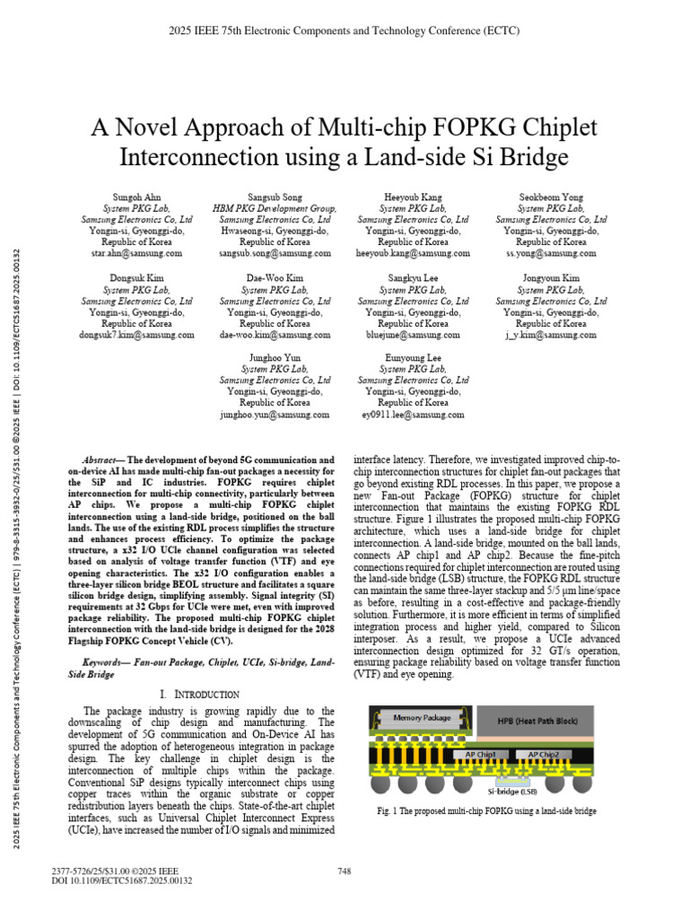 A Novel Approach of Multi-Chip FOPKG Chiplet Interconnection Using A ...