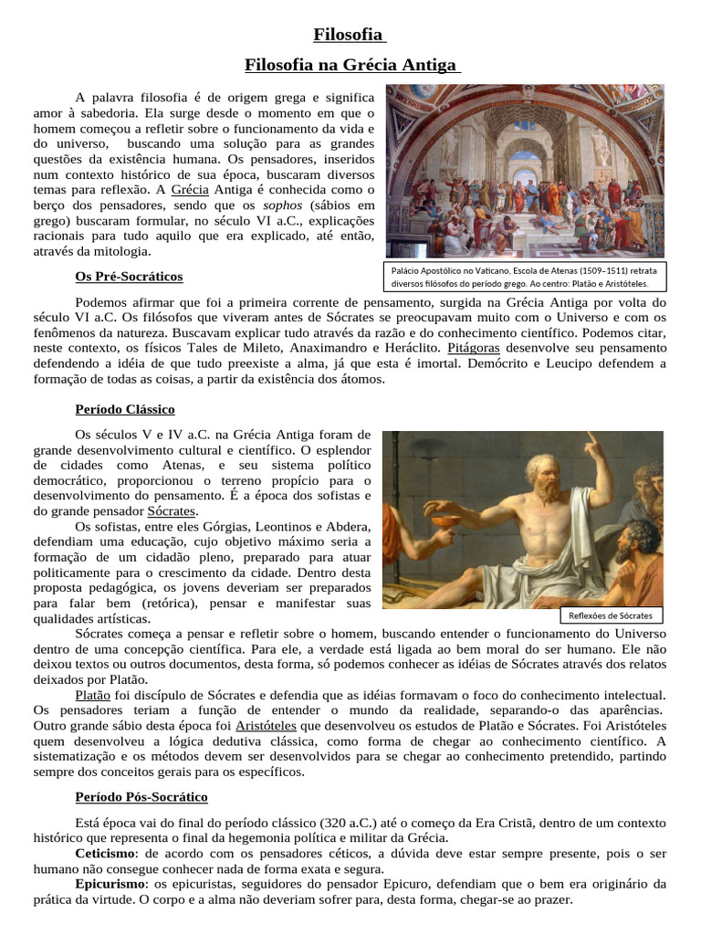 Filosofia Na Grécia Antiga | PDF | Sócrates | Sabedoria