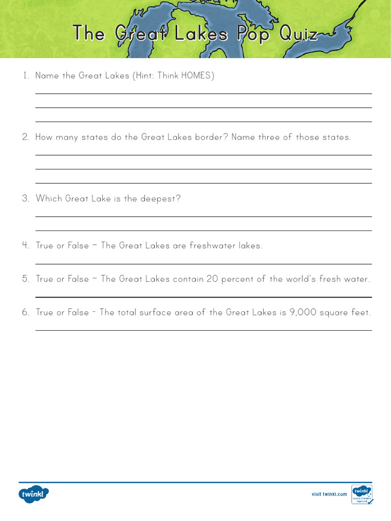 Us2 Ss 32 The Great Lakes Facts Pop Quiz English Ver 2 | PDF