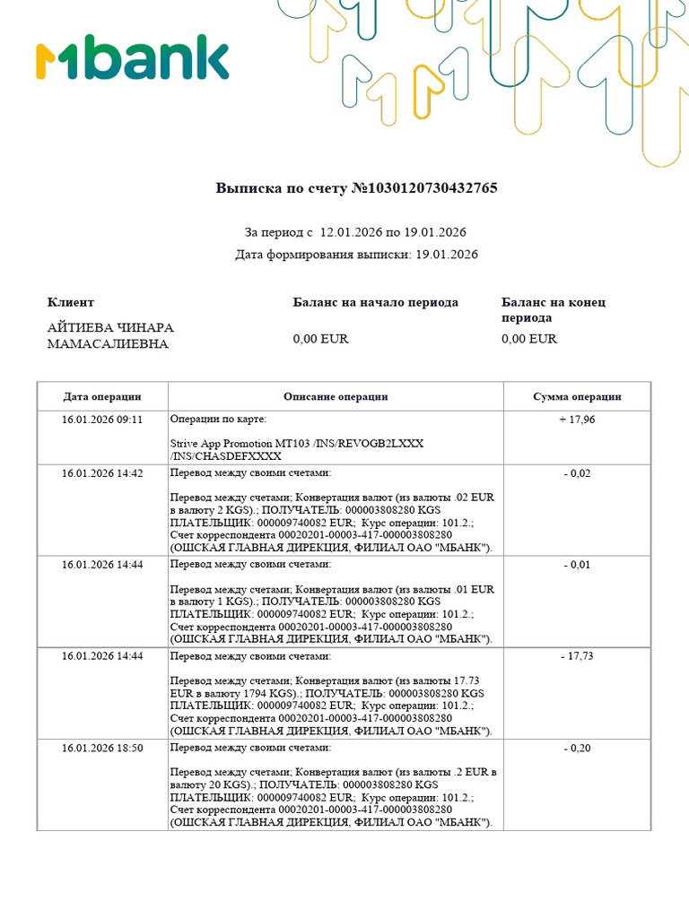 Mbank Account Statement | PDF