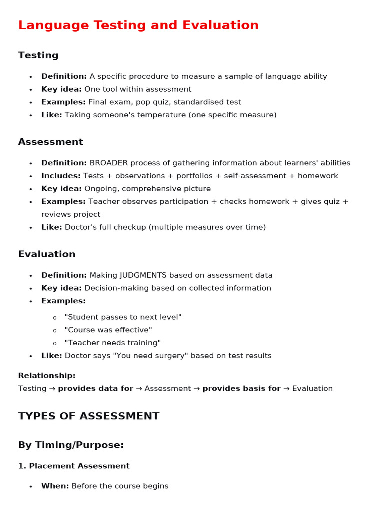 Lecture 8 Language Testing and Evaluation | PDF | Educational ...