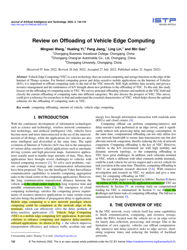 Review On Offloading of Vehicle Edge Computing | PDF | Computer Network ...