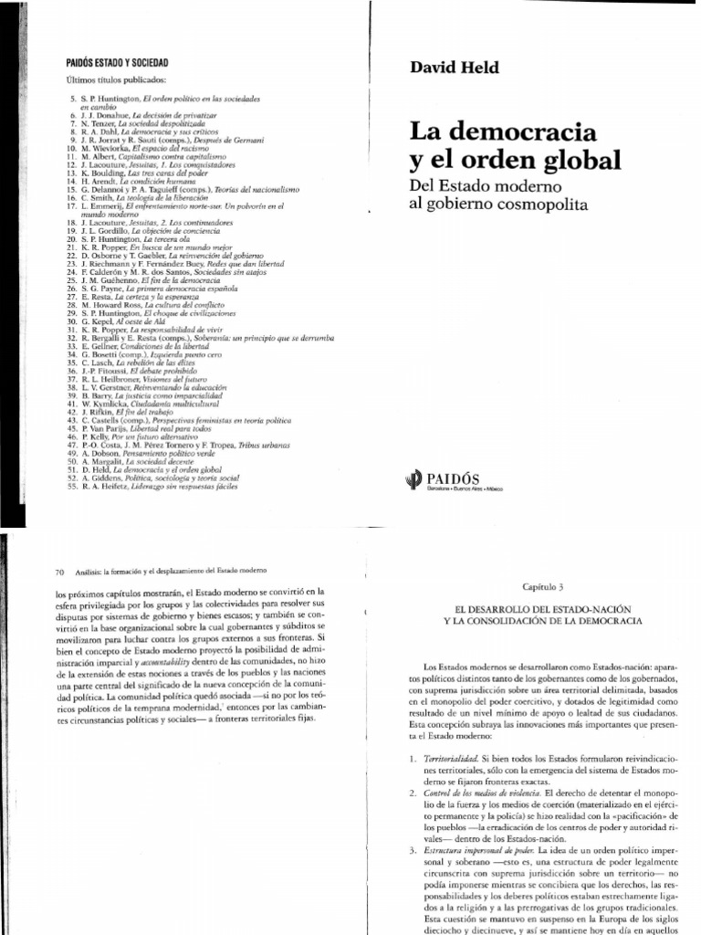 Held 1997 - La Democracia y El Orden Global Cap 3 | PDF | Estado ...
