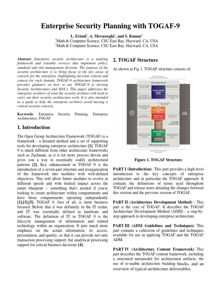 Enterprise Security Planining With TOGAF | PDF | Computer Security ...