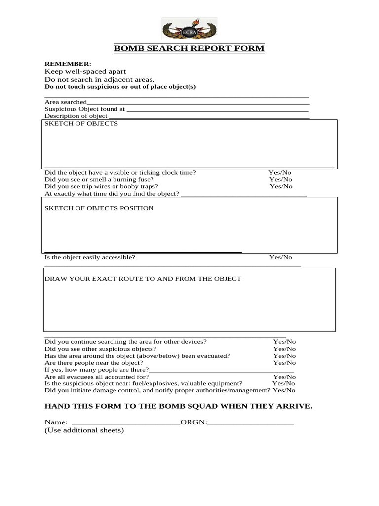 Bomb Search Report | PDF