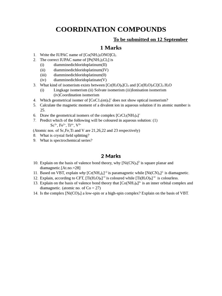 Coordination Compounds | PDF