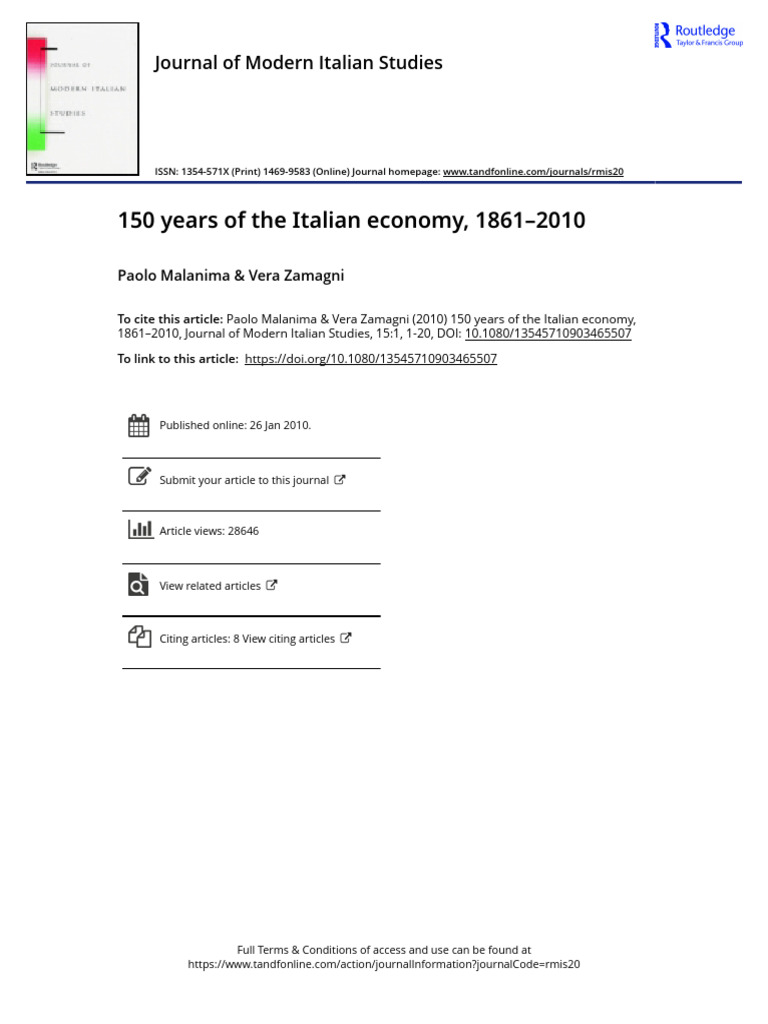 150 Years of The Italian Economy 1861 2010 | PDF | Gross Domestic ...